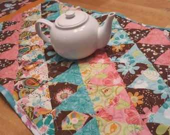 Quilted table runner Spring table runner  Butterflies Birds Floral table runner Spring table decor Quilted table decor Table decor