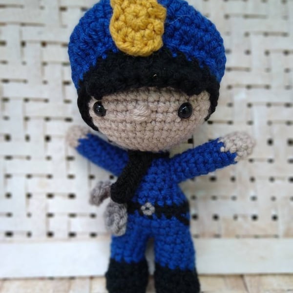 Crocheted amigurumi blue line law enforcement policeman doll First responder police doll