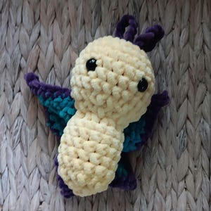 Crocheted yellow purple teal blue plush small size butterfly cuddly stuffed animal toy Knit stuffed animal butterfly Butterfly plushie