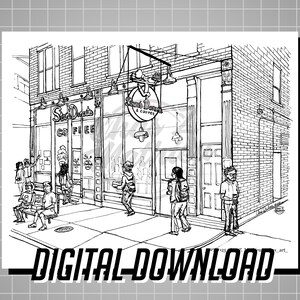 Stan&#39;s Donuts - 8x10 Coloring Page - [DIGITAL DOWNLOAD ONLY]