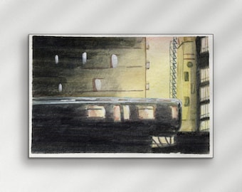 The L and Sunset - A Chicago Hand-painted Watercolor Art Print