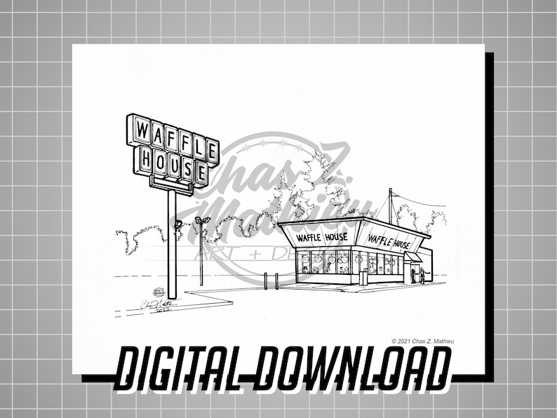 Waffle House 8x10 Coloring Page DIGITAL DOWNLOAD ONLY Etsy