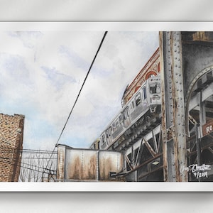 Chicago Old Town L - A Chicago Hand-painted Watercolor Art Print | Chicago Rapid Transit | Chicago Modern Wall Art