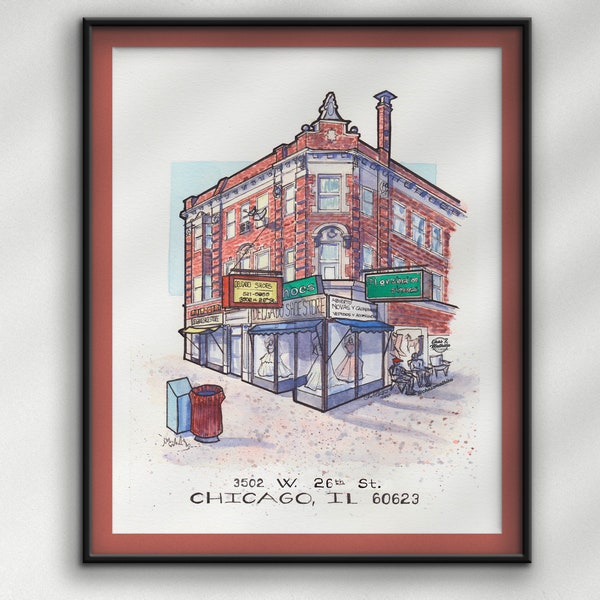 Delgado Shoes - Chicago - Watercolor Painting Print