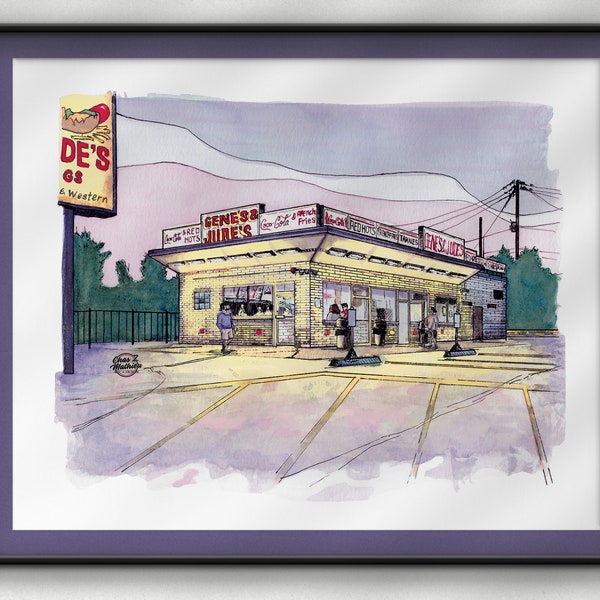 Gene's and Jude's - Watercolor Painting Print