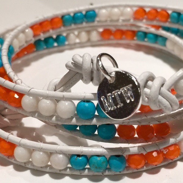 Miami Dolphins Inspired Wrap Bracelet