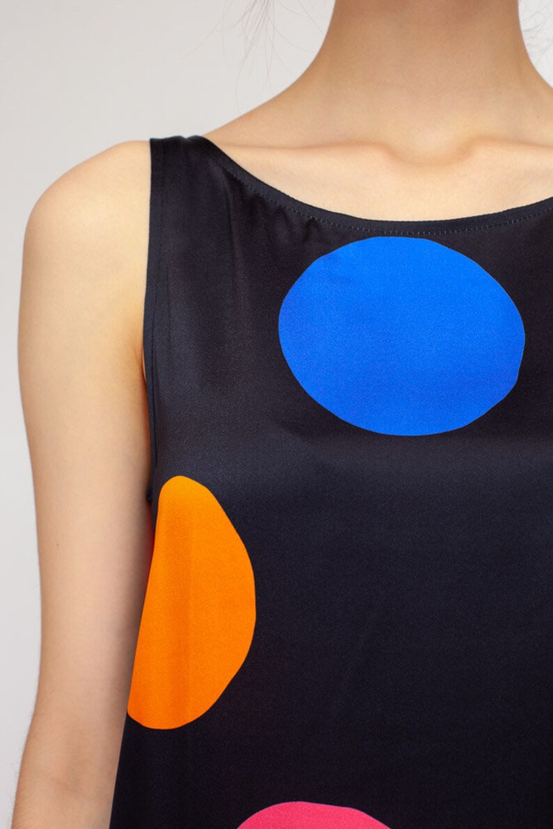 Silk strap dress-Silk slip dress Sleeveless silk maxi dress Silk shift dress Silk maxi dress with polka dot Silk polka dot sundress