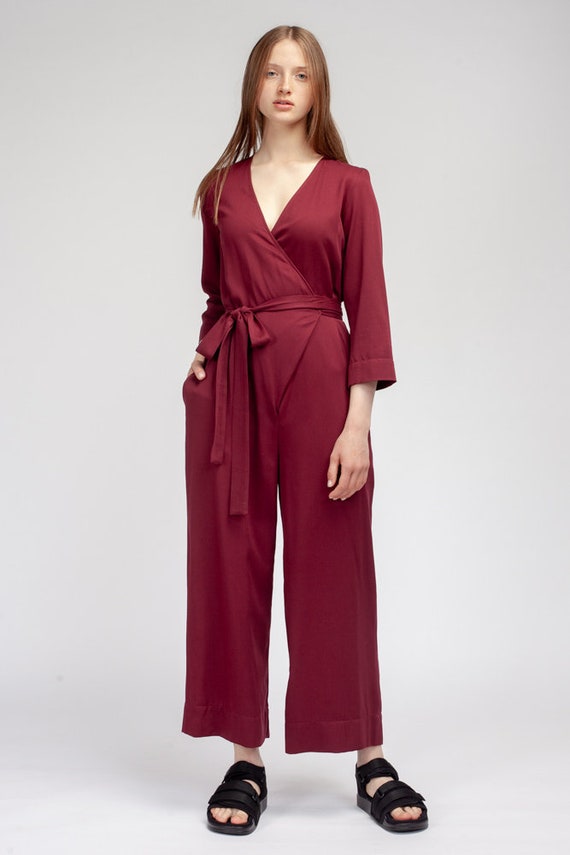 dark red jumpsuit