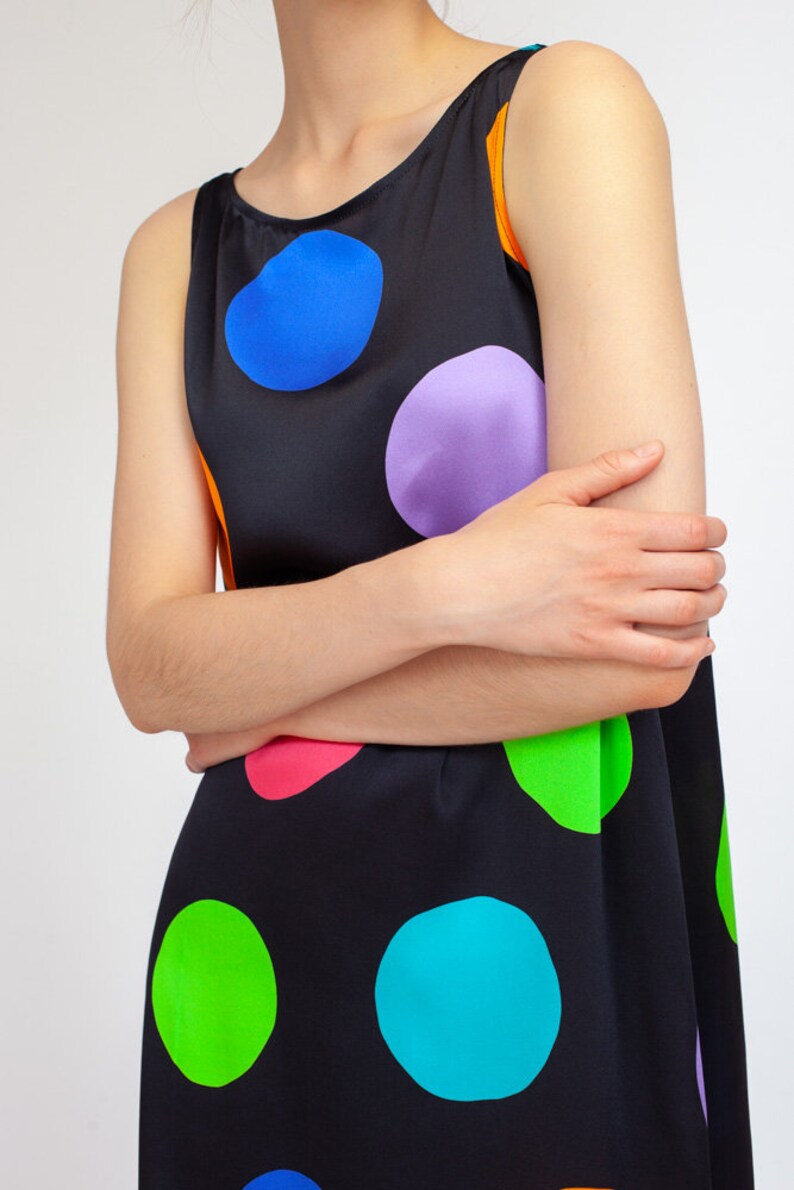 Silk strap dress-Silk slip dress Sleeveless silk maxi dress Silk shift dress Silk maxi dress with polka dot Silk polka dot sundress