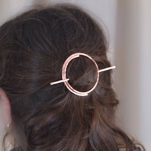 Open Circle Hair Slide - Copper Hair Clip - Bare Copper Hair Clip - Copper Hair Barrette Pin  - Copper Hair Stick - Gift for Her - Shawl Pin