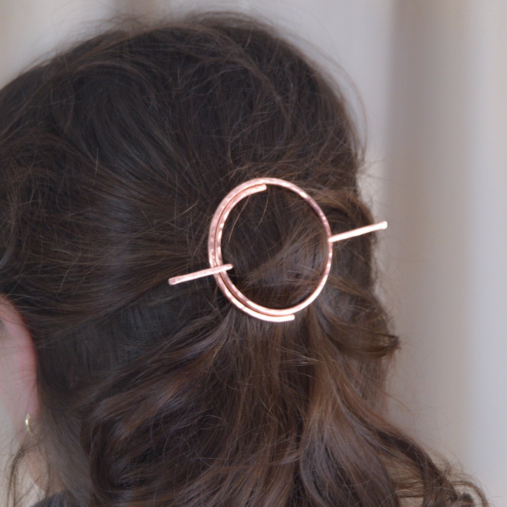 Open Circle Hair Clip, Hair Pin Brass Hair Barrette,hand Forged