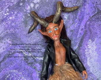 Satyr Boy OOAK Doll, Monster High Customization, Doll Repaint, Doll customization, Monster High, Satyr, Mythological, Pan, Goat boy, Art