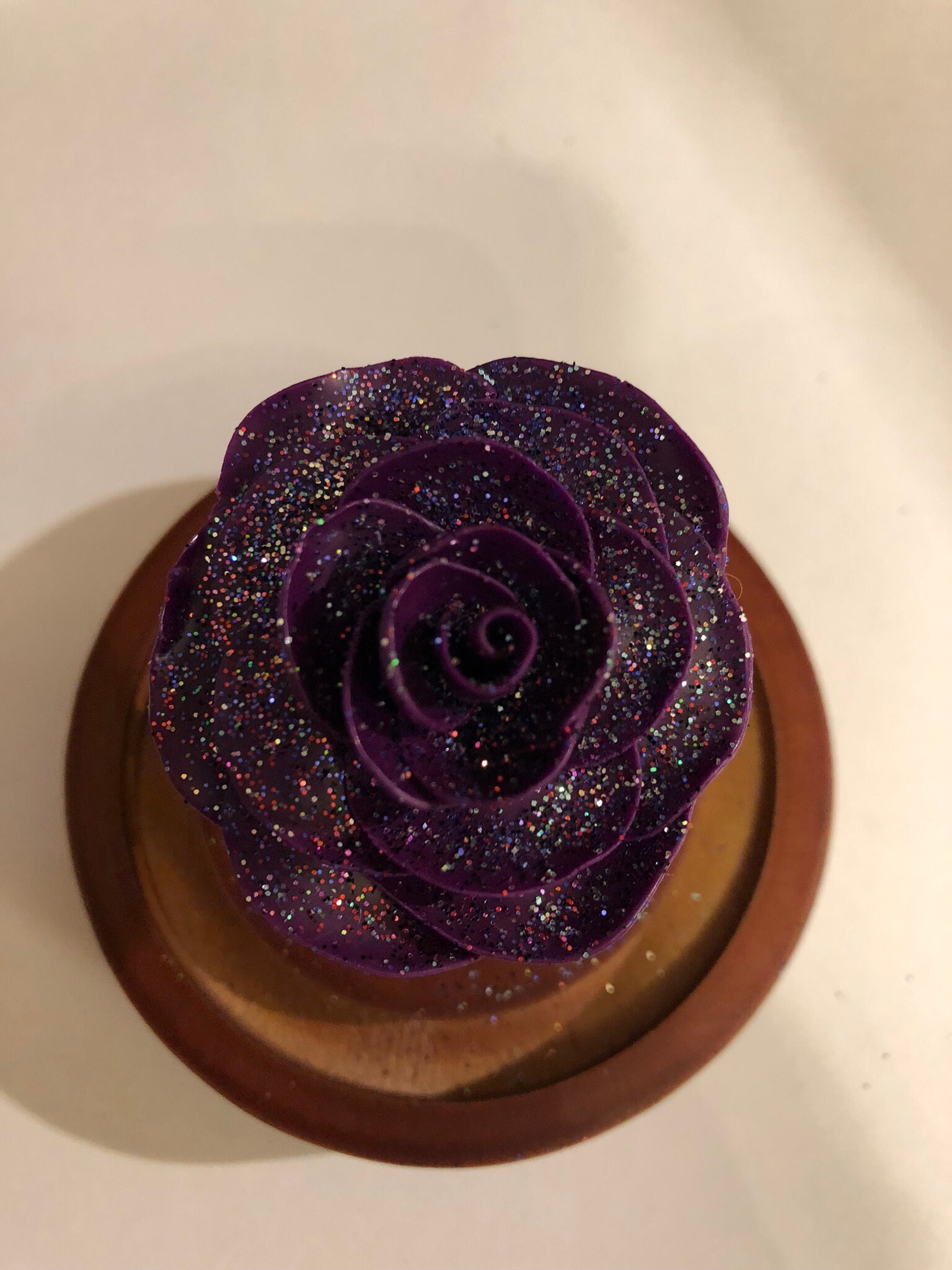 Purple Galaxy Rose, Beauty and the Beast Rose, Enchanted Rose, Purple Rose  With Glitter in a Glass Dome, Large Glass Dome Rose, Magic Rose 
