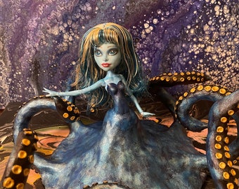 OOAK Monster High Remake, Octopus Woman doll, Handmade, Unique, Ocean, Monster High, Octopus, Face up, redesigned, collectible, rare doll
