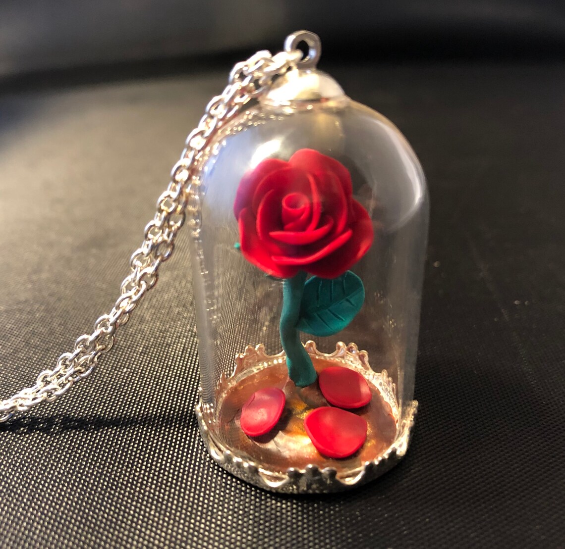 Beauty and the Beast Rose Necklace, on Sale, Enchanted Rose, Beauty and