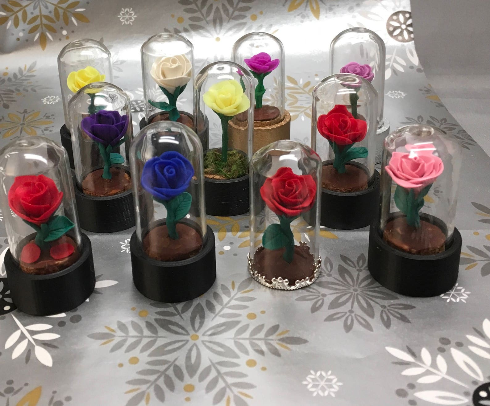 Mini Beauty and the Beast Rose Domes, Set of 5, Beauty and the Beast