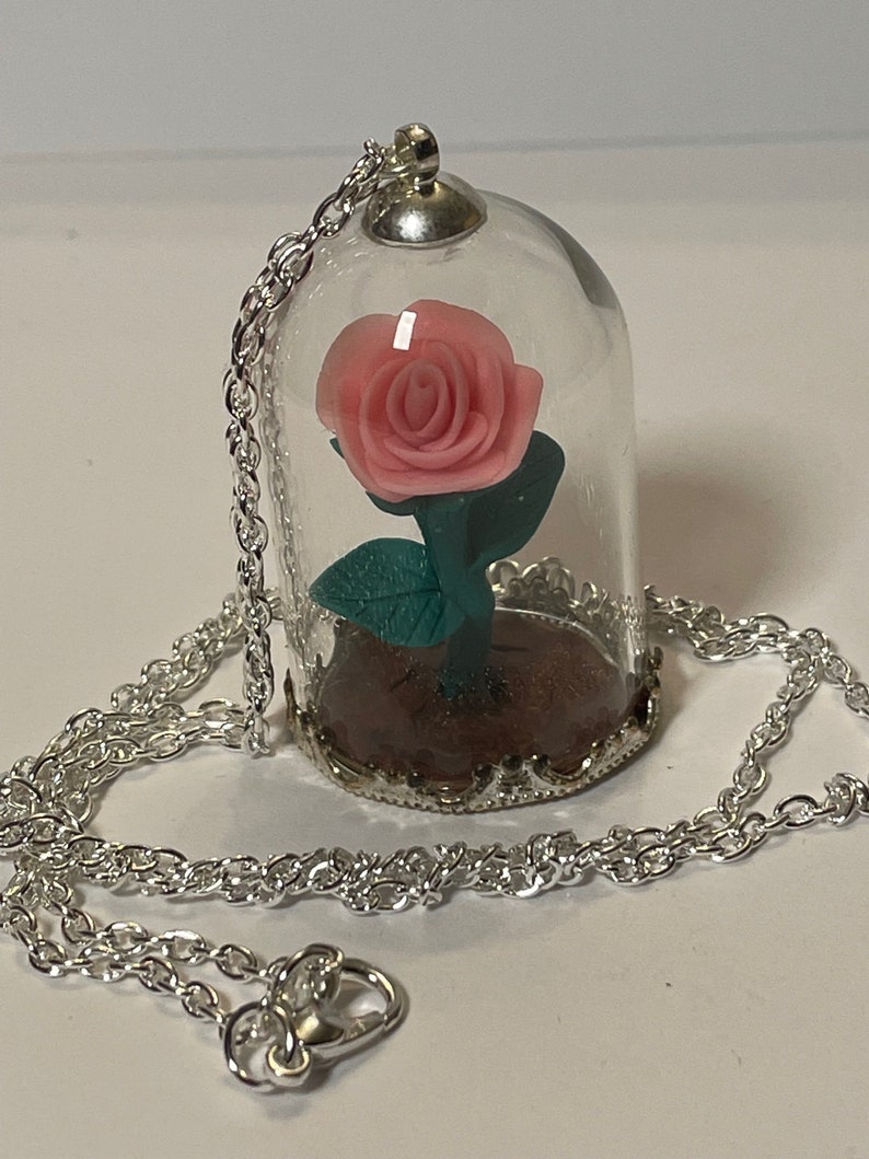 Beauty and the Beast Rose Necklace, on Sale, Enchanted Rose, Beauty and