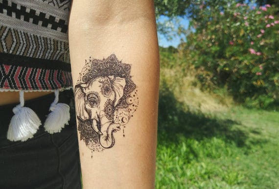 Tatouage Temporaire éléphant Mandala