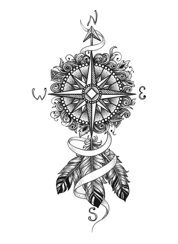 tatouages temporaires boussole et plumes | etsy
