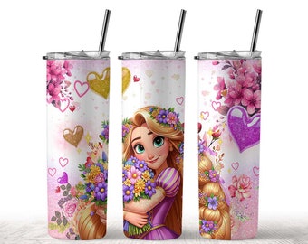 Princess Cartoon 20 Oz Skinny Tumbler Wrap Png, Sublimation, Birthday Gift, Love, Tumbler Straight &Tapered Wrap, Digital Download