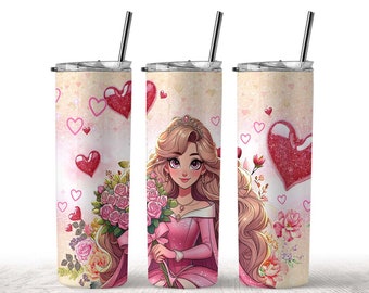 Princess Cartoon 20 Oz Skinny Tumbler Wrap Png, Sublimation, Birthday, Gift for Baby, Tumbler Straight &Tapered Wrap, Digital Download