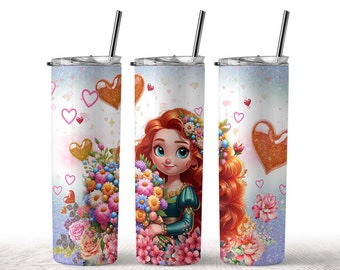 Princess Cartoon 20 Oz Skinny Tumbler Wrap Png, Sublimation, Gift for Baby, Tumbler Straight &Tapered Wrap, Digital Download