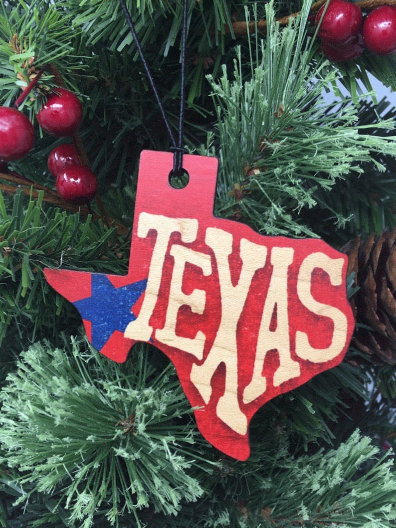 Texas Christmas Tree Ornament State Shaped Wood Ornament Etsy