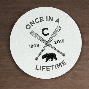 Chicago Cubs Round Cutting Board, Once In A Lifetime 2016, Made from Round Tempered Glass