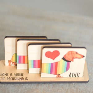 Dachshund Wood Coaster Set with Magnet Backing