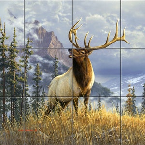 High Mountain Elk By The Hautman Brothers  Tile Mural Backsplash, Kitchen Home Décor,  Tile Artwork  Decorative Tiles, Ceramic Tile Mural