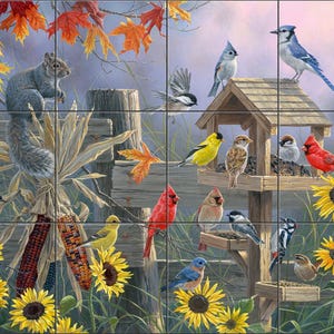 Autumn Gathering By Abraham Hunter  Tile Mural Backsplash, Kitchen Home Décor,  Tile Artwork  Decorative Tile, Ceramic Tile Mural