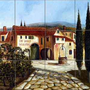 In Vino Verita By H. Hargrove Tile Mural Backsplash, Kitchen Home Décor, Artwork on Tiles, Decorative Tiles, Ceramic Tile Mural,