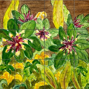 Island Garden By Becki Thomas Tile Mural Backsplash, Kitchen Home Décor, Artwork on Tiles, USA Made