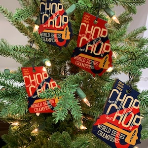 Atlanta Braves Christmas Ornament Set of Four, 2021 World Series Champions, Chop Chop-  Ready to ship