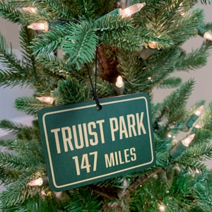 Truist Park distance from your house to stadium Atlanta Braves Christmas Ornament, 2021 World Series Champions, The Big Peach, custom