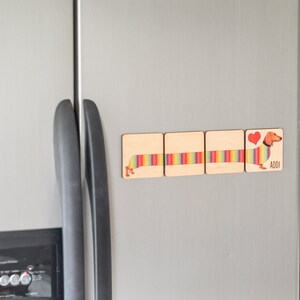 Dachshund Wood Coaster Set with Magnet Backing image 3