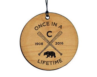 Chicago Cubs Ornament, Once In A Lifetime 2016 Wooden Christmas Baseball Ornaments