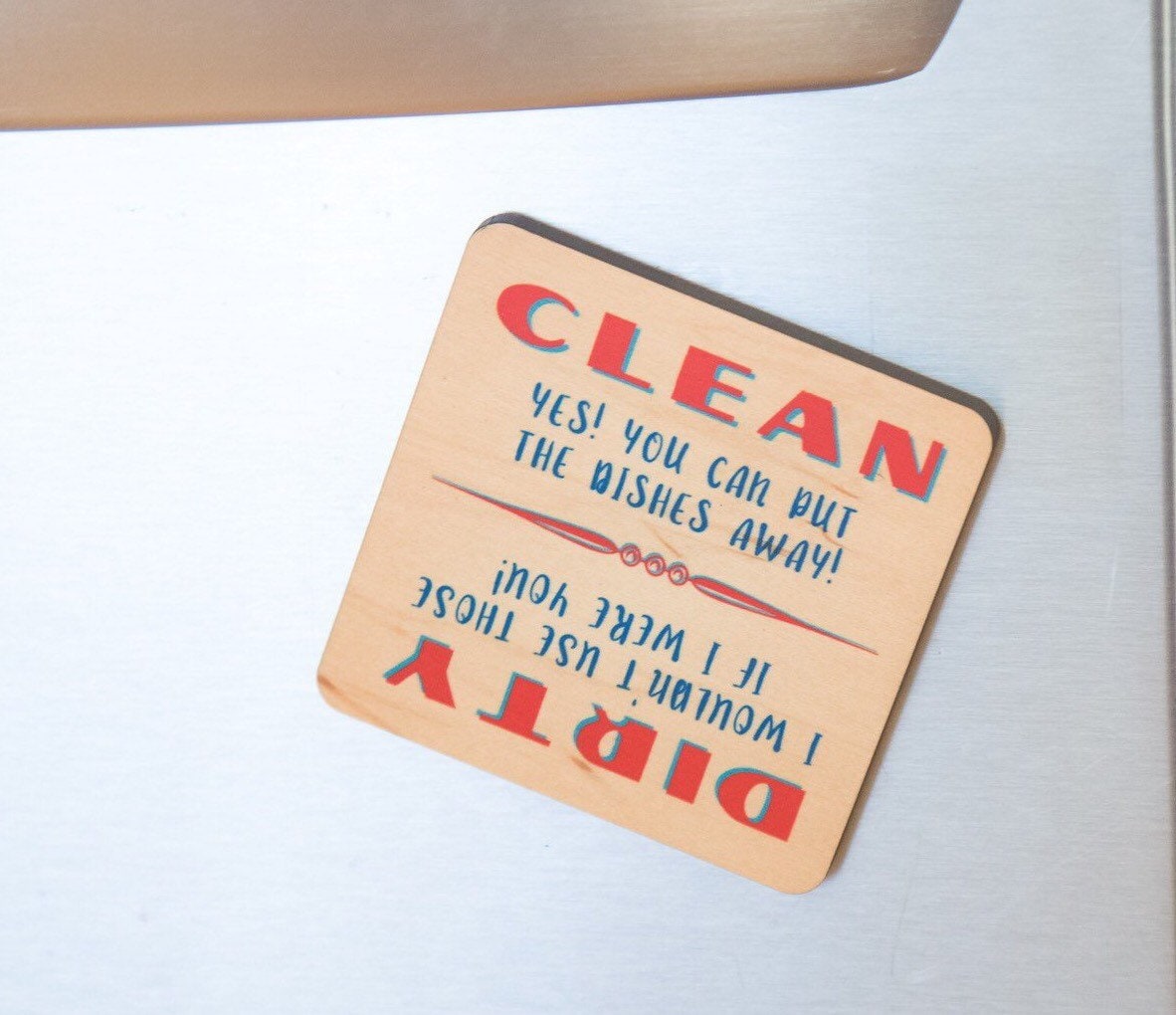 Funny Retro Dirty Clean Dishwasher Wooden Vintage Red Etsy