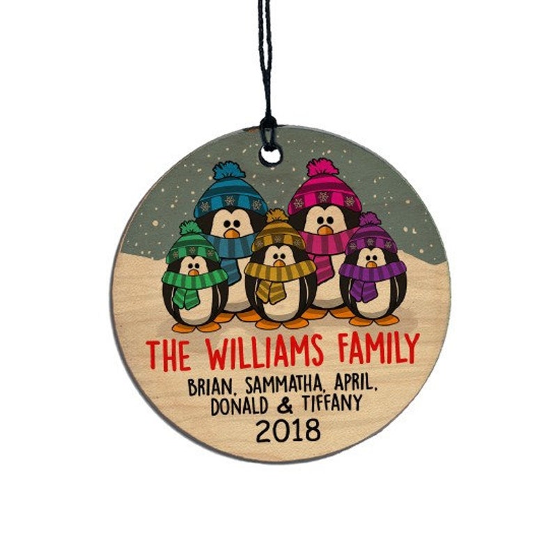 Personalized Penguin Family Christmas Wood Ornament 2019 - Etsy