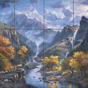 God&#39;s Country By Abraham Hunter Tile Mural Backsplash, Kitchen Home Décor, Artwork on Tiles, Decorative Tiles, Ceramic Tile Mural, USA Made