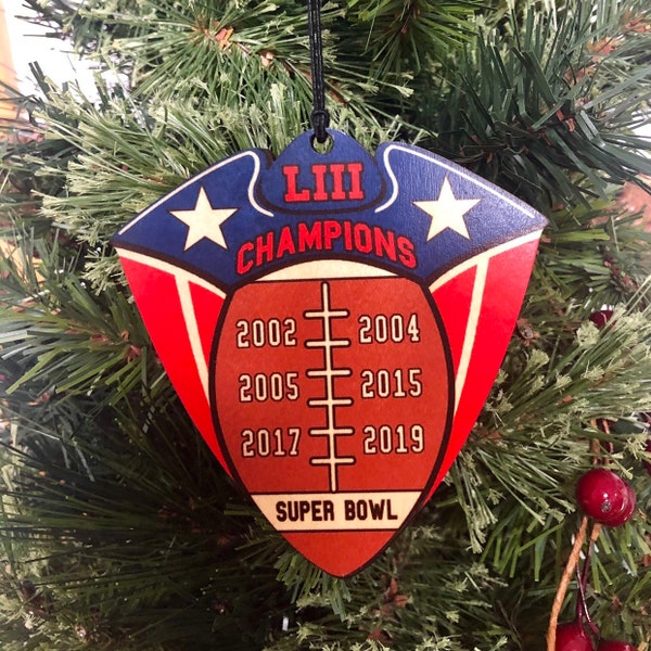 New England Patriots  Super Bowl Wood Championship Ornament 2019