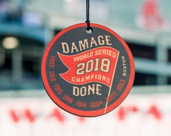 Red Sox World Series 2018 Christmas Ornament, Damage Done Game Champ - Ready To Ship
