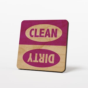 Purple Dirty Clean Dishwasher Magnet Sign