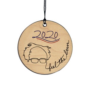Bernie Sanders Christmas Wood Ornament, 2020 Feel The Bern