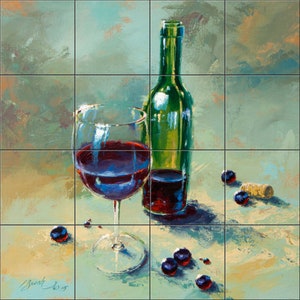 A Glass Half Full By Darrell Bush  Tile Mural Backsplash, Kitchen Home Décor,  Tile Artwork  Decorative Tiles, Ceramic Tile Mural