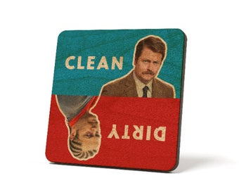 Ron Swanson Dirty Clean Dishwasher Magnet