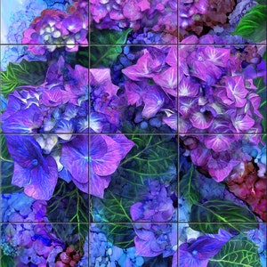 Wild Hydrangeas By Heather B Picquelle  Tile Mural Backsplash, Kitchen Home Décor,  Tile Artwork  Decorative Tile, Ceramic Tile Mural
