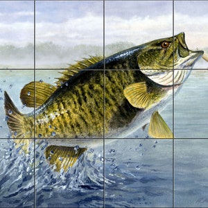 Small Mouth Bass By The Hautman Brothers Tile Mural Backsplash, Kitchen Home Décor, Artwork on Tiles, Decorative Tiles, Ceramic Tile Mural,