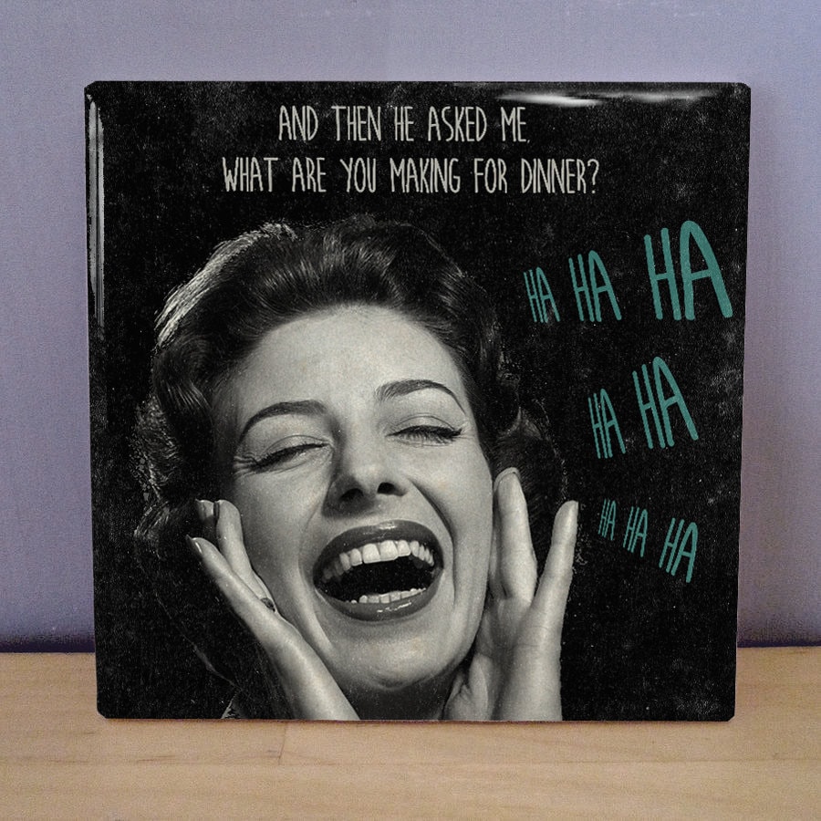 What's For Dinner Funny Housewife Drink Coaster Ceramic Cork Back Hipster Design