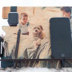 Personalized Night Stand, Phone Dock,  Wood Valet, iPhone Galaxy Android Charging Station, Birthday For Him , Father&#39;s Day Gift, New Dad